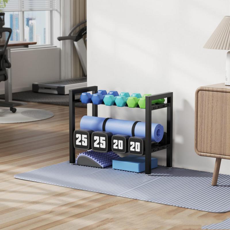 Home Gym Kettlebells - Rak Dumbbell Logam yang Dapat Disesuaikan,