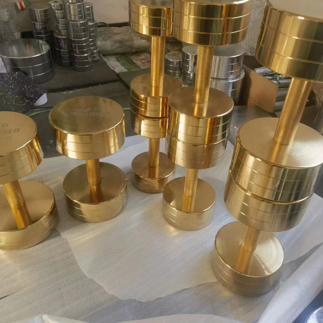 Home Gym Gold - Dumbbell Krom Emas Berkualitas Tinggi Grosir