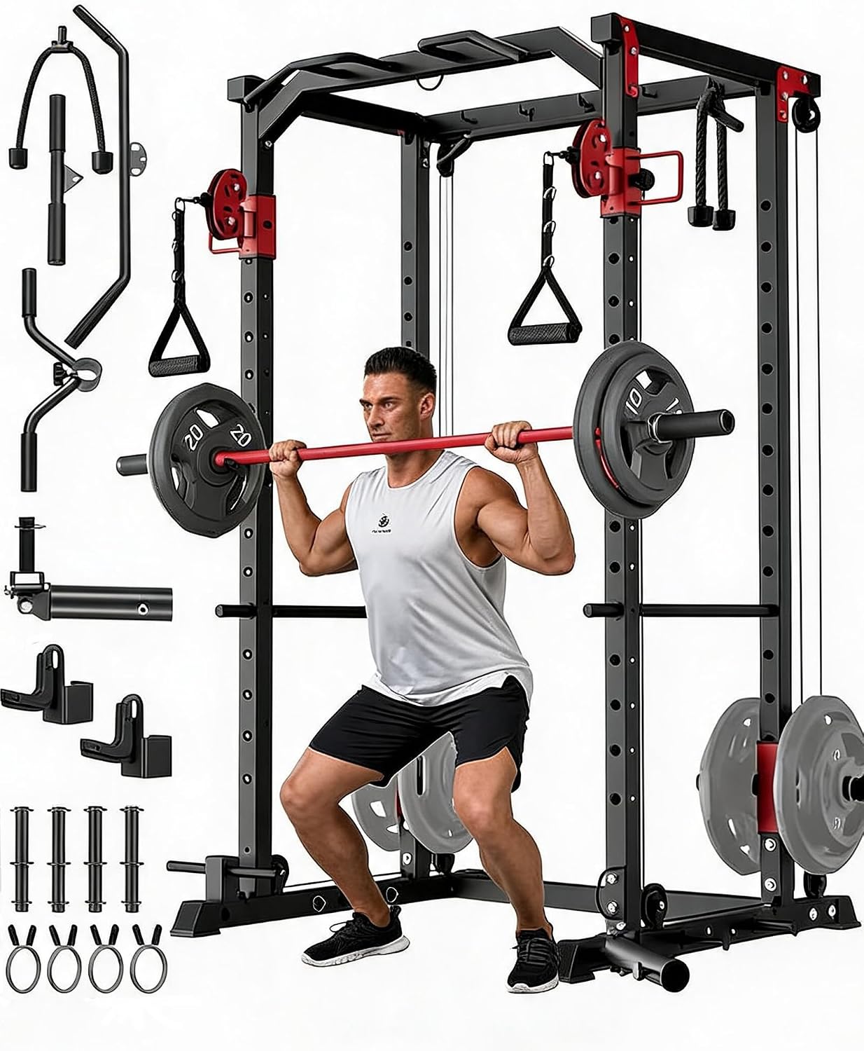 Rak Kekuatan Multi-Fungsi untu - Home Gym Rack With Cables ulasan dan harga